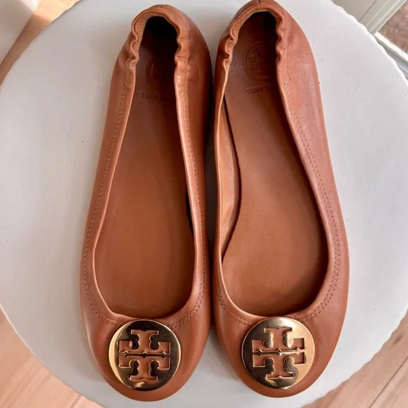 Tory Burch Minnie Travel Ballet Flat 8.5M – Royal Tan – Excellent Condition - Picture 1 of 11
